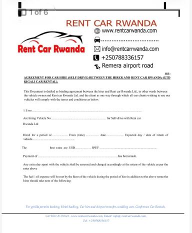Rwanda Car Hire Documents: